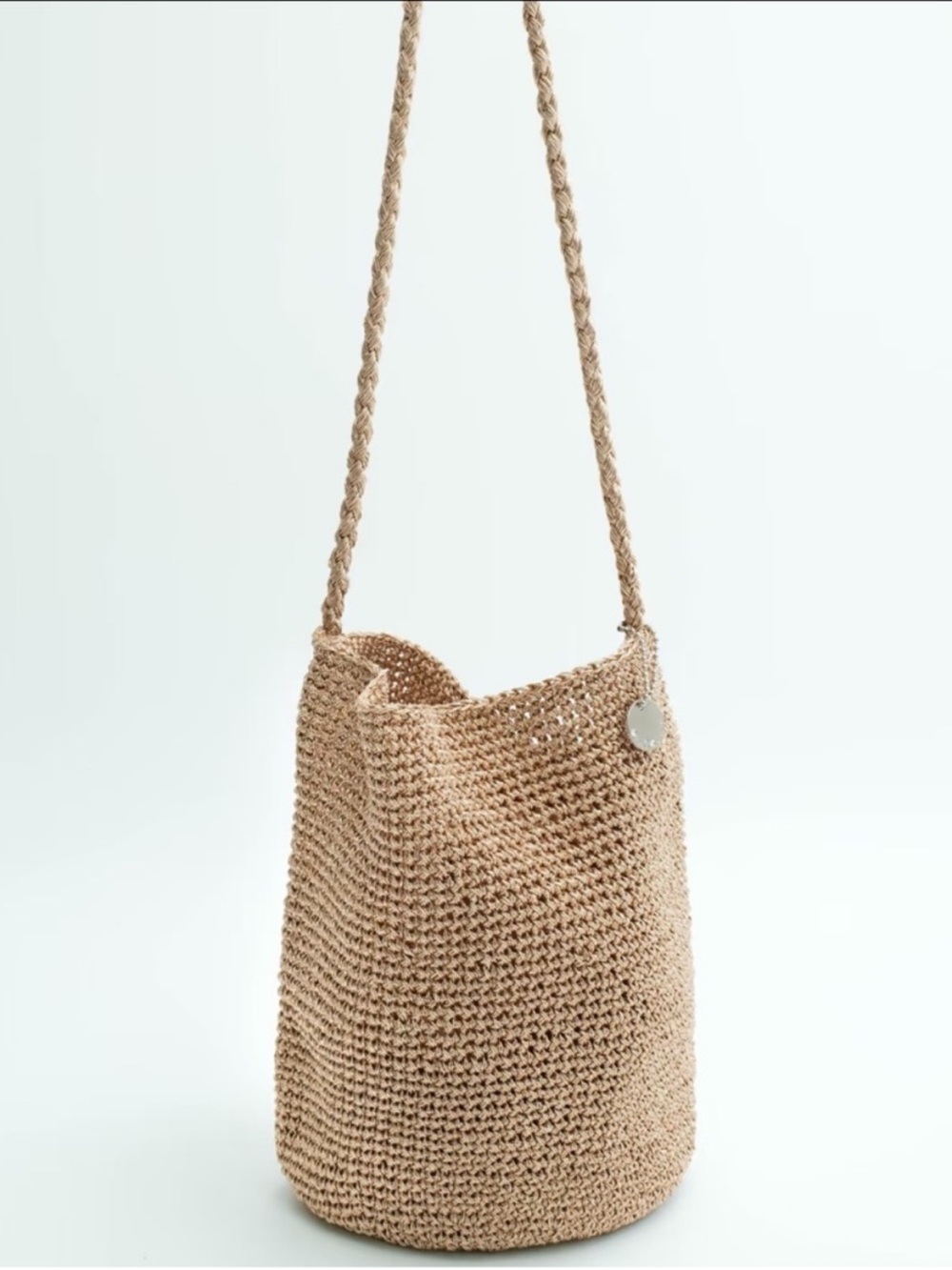 New Evana Cheung Summer Boho Woven Gold Bucket Shoulder Bag